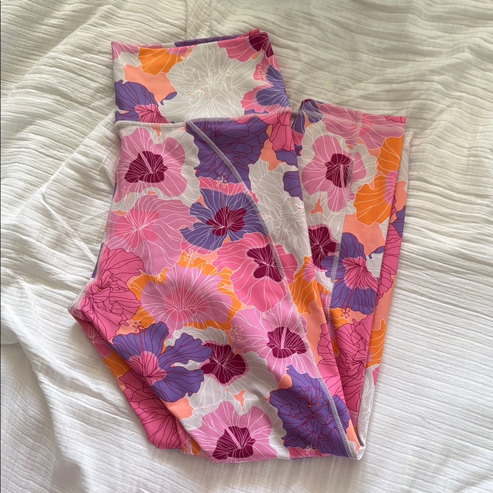 Fighting Eel Floral Leggings - Pink, Purple, Orange